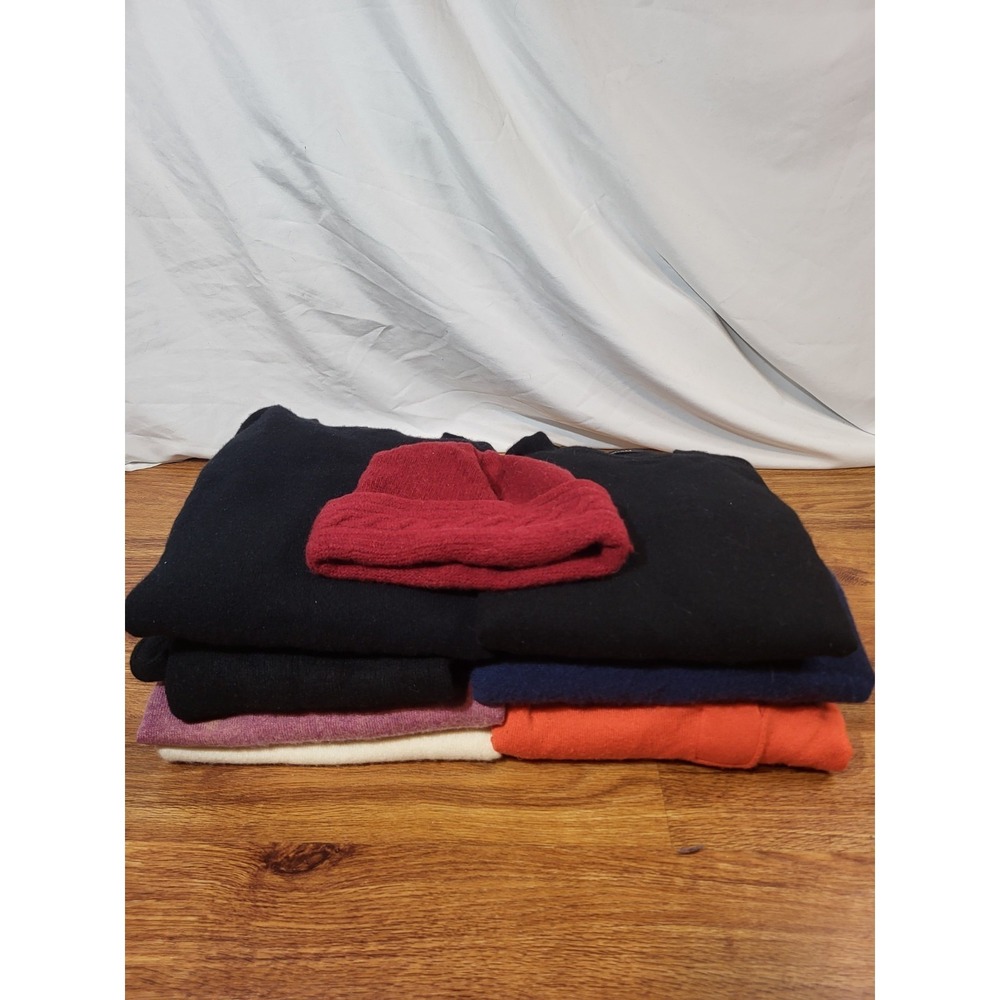 Lot Of 7 100% Cashmere Sweaters Upcycle Crafters Cutters Multi Colors and Sizes